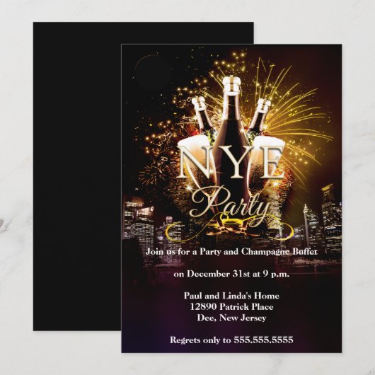 Invitation Fête de la Saint-Sylvestre (Devant / Derrière)