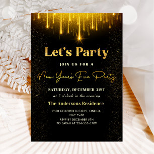 Invitation Fête de la Saint-Sylvestre Black moderne