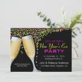 Invitation Fête de la Saint-Sylvestre Champagne & Confetti (Debout devant)