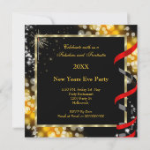 Invitation Fête de la Saint-Sylvestre Champagne Rouge Or (Dos)