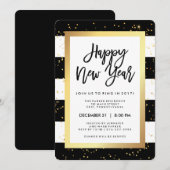 Invitation Fête de la Saint-Sylvestre du Nouvel An noir et bl (Devant / Derrière)