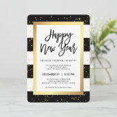 Invitation Fête de la Saint-Sylvestre du Nouvel An noir et bl (Debout devant)