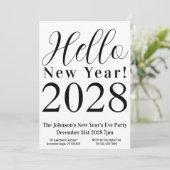 Invitation Fête de la Saint Sylvestre Noir et Blanc (Debout devant)