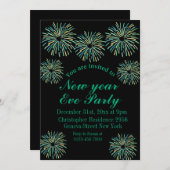 Invitation Fête de la Saint-Sylvestre noire moderne et scinti (Devant / Derrière)