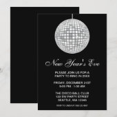 Invitation Fête de la Saint-Sylvestre Silver Disco Ball (Devant / Derrière)