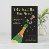 Invitation Fête de la Saint-Sylvestre Toast de Champagne à ma (Debout devant)