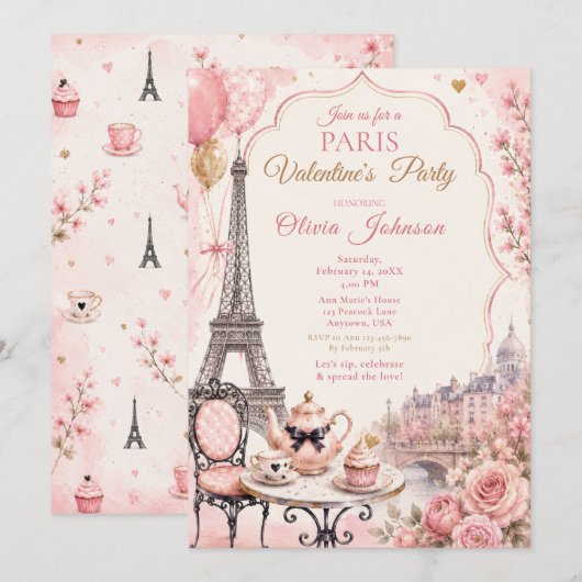 Invitation Fête de la Saint-Valentin à Paris (Devant / Derrière)