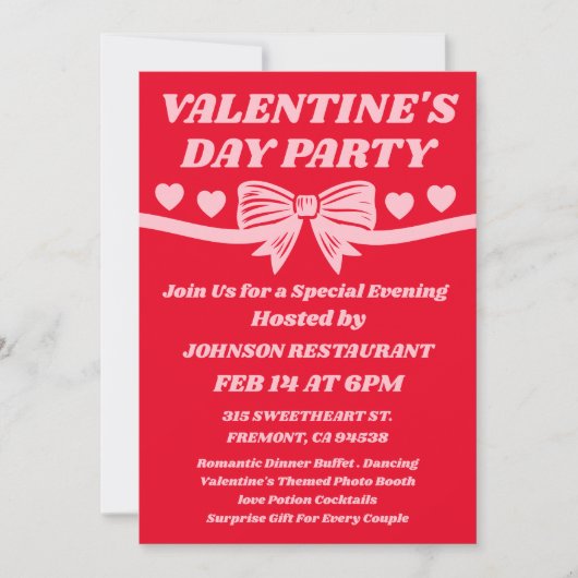 Invitation Fête de la Saint-Valentin au restaurant (Devant)