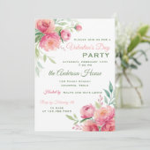Invitation Fête de la Saint-Valentin aux fleurs de pivoines (Debout devant)