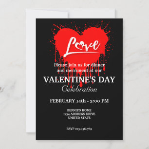 INVITATION FÊTE DE LA SAINT-VALENTIN AVEC AMOUR DE COEUR ROUG