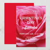 INVITATION FÊTE DE LA SAINT-VALENTIN AVEC ROSE ROUGE (Devant / Derrière)