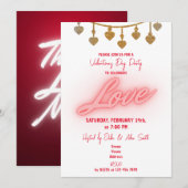 Invitation Fête de la Saint-Valentin avec une guirlande de cœ (Devant / Derrière)