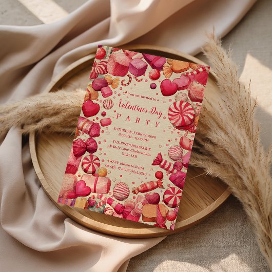 Invitation Fête de la Saint-Valentin Bonbons Rétro