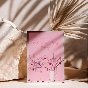 Invitation Fête de la Saint-Valentin – Branche de cœur sur fo