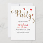 Invitation Fête de la Saint-Valentin cœur pailleté rouge et o (Devant)