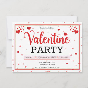 Invitation Fête de la Saint-Valentin Cœurs Rouge