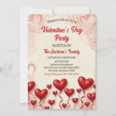 Invitation Fête de la Saint-Valentin Cœurs Rouges (Devant)
