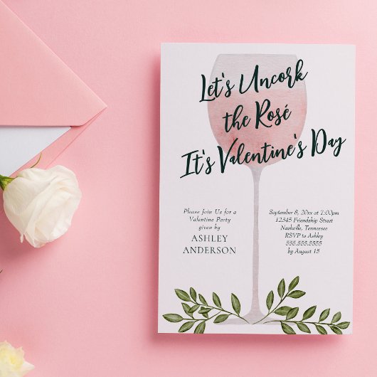 Invitation Fête de la Saint-Valentin : déboucher le vin rosé