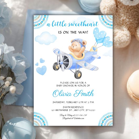 Invitation Fête de la Saint-Valentin Douceur Bleue Bébé Fille
