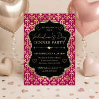Fête de la Saint-Valentin en damas cœur rose et or