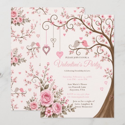 Invitation Fête de la Saint-Valentin en fleurs (Devant / Derrière)