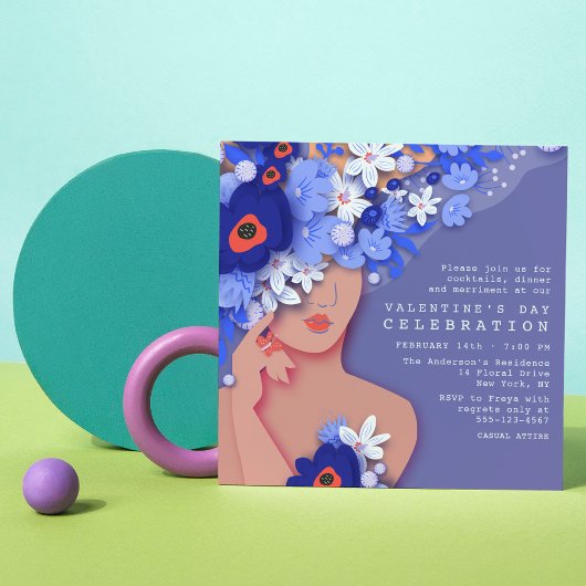 Invitation Fête de la Saint Valentin Fille moderne Floral