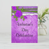Invitation Fête de la Saint-Valentin Fleur Violette Romantiqu (Debout devant)