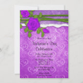 Invitation Fête de la Saint-Valentin Fleur Violette Romantiqu (Dos)