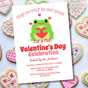 Invitation Fête de la Saint-Valentin grenouille mignonne rose