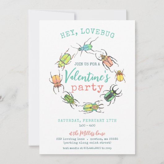 Invitation Fête de la Saint-Valentin Hey Lovebug (Devant)