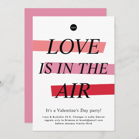 Invitation Fête de la Saint Valentin moderne et audacieuse (Devant / Derrière)