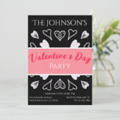 Invitation Fête de la Saint Valentin moderne rose noir et bla (Debout devant)