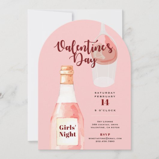 Invitation Fête de la Saint-Valentin Rosé plutôt que Roses Ro (Devant)
