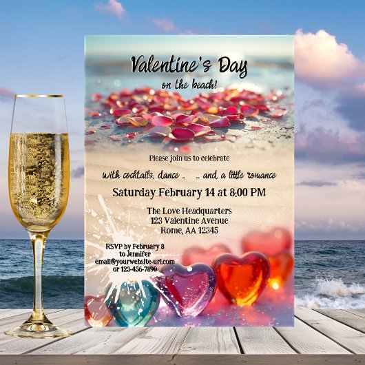 Invitation Fête de la Saint-Valentin sur la plage