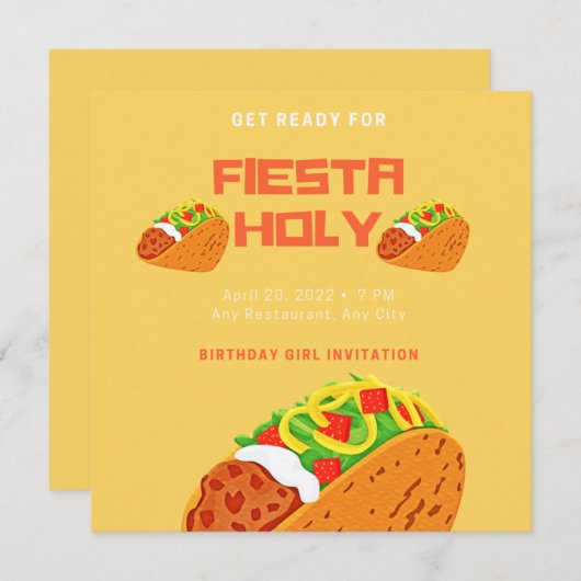 Invitation Fête de la Sainte Guacamole Fille d'anniversaire  (Devant / Derrière)