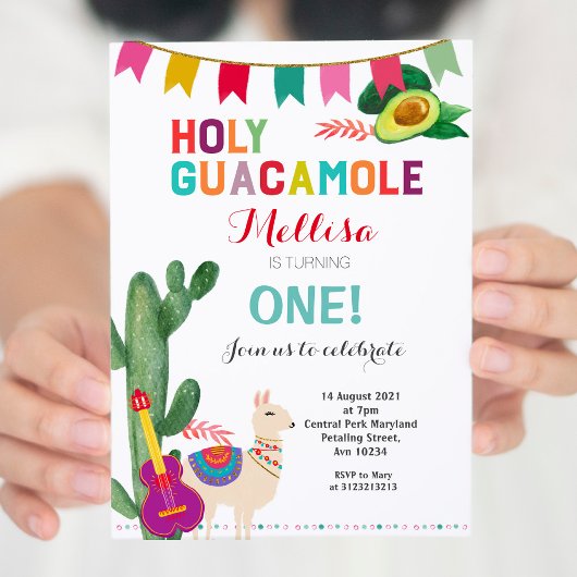 Invitation Fête de la Sainte Guacamole Fille ou garçon