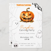 Invitation Fête de la sculpture Citrouille Jack-O' (Devant / Derrière)