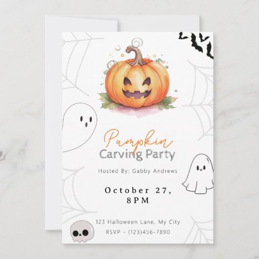 Invitation Fête de la sculpture Citrouille Jack-O' (Devant)