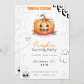 Invitation Fête de la sculpture Citrouille Jack-O' (Devant / Derrière)