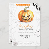 Invitation Fête de la sculpture Citrouille Jack-O' (Devant / Derrière)