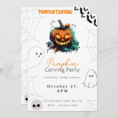 Invitation Fête de la sculpture Citrouille Jack-O' (Devant / Derrière)