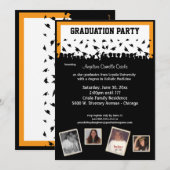 Invitation Fête De La Silhouette Orange Et Noire (Devant / Derrière)