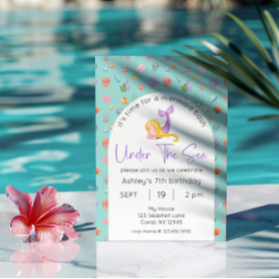 Invitation Fête De La Sirène Sous La Mer Photo