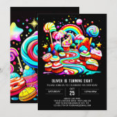 Invitation Fête de la sucrerie Lollipop Anniversaire (Devant / Derrière)