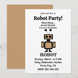 Invitation Fête de la technologie amusante de Robot