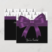 Invitation Fête de la Tour Eiffel de Paris Violet Prune (Devant / Derrière)