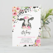 Invitation Fête de la vache Fête rose Floral Ranch Anniversai (Debout devant)