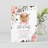 Invitation Fête de la vache Fête rose Floral Ranch Anniversai (Debout devant)