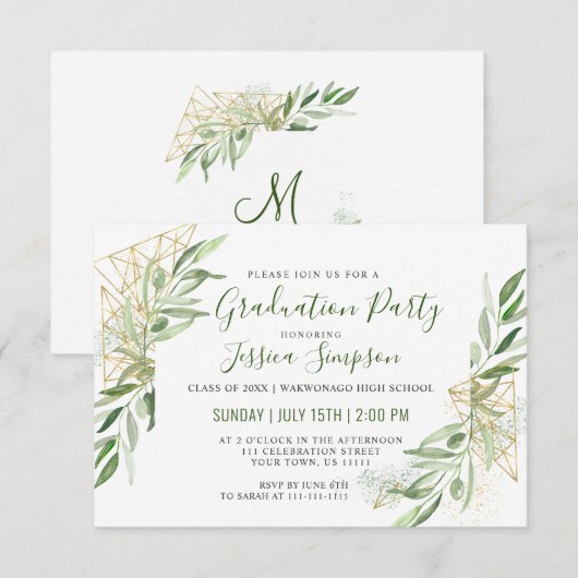 Invitation Fête de la verdure de la Branche d'Olivier moderne (Devant / Derrière)
