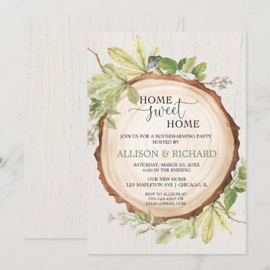 Invitation Fête de la verdure rustique des bois (Devant / Derrière)